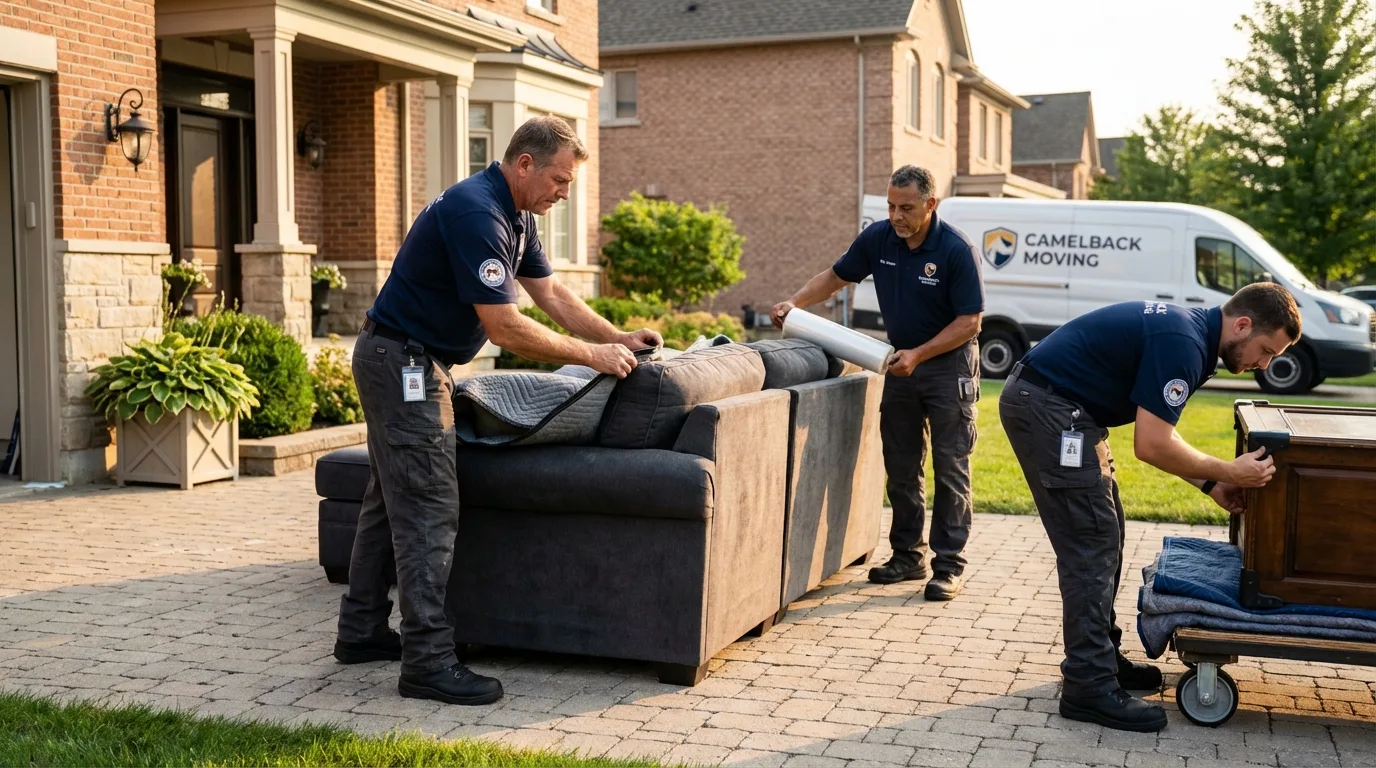 Large estate moving crew wrapping furniture in Elverson, PA